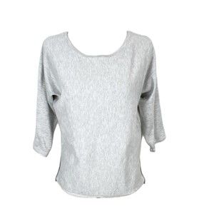 Cupio Blouse Women Medium Grey Batwing Sleeve Quarter Sleeve Rayon Casual Top